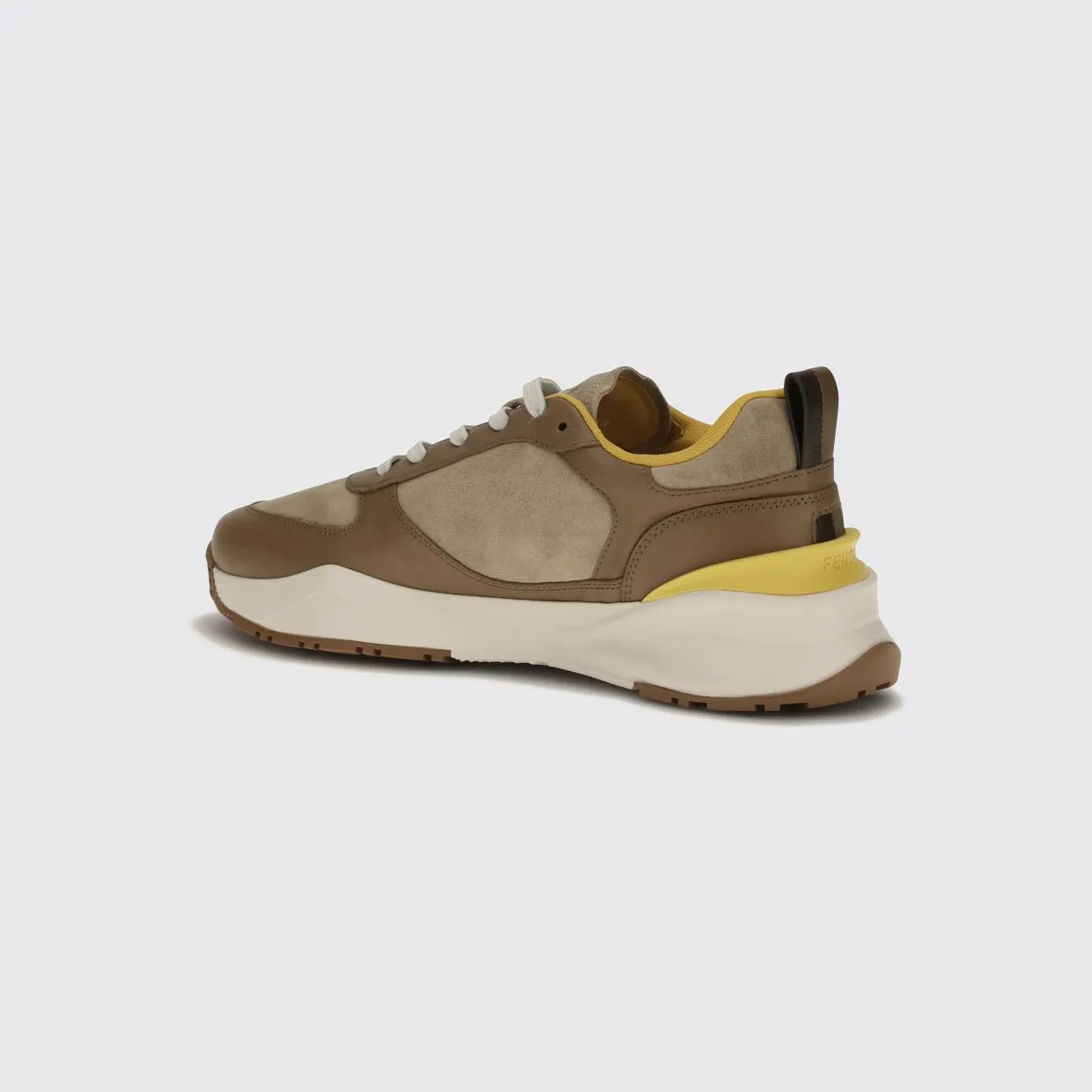 Fendi Flow Low-Top Sneakers in Suede and Smooth Calf Leather Brown (7E1925AY1WF1WPG)