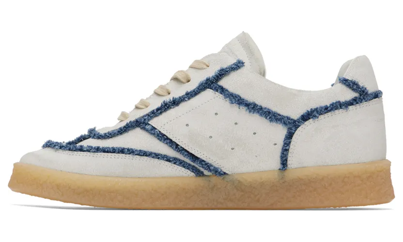 MM6 Maison Margiela Off-White Denim Leather Sneakers (S66WS0083 P5004) (3)