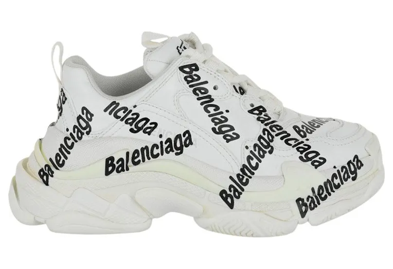 Balenciaga Triple S Allover Logo White Black (524039 W2FAB 9010)