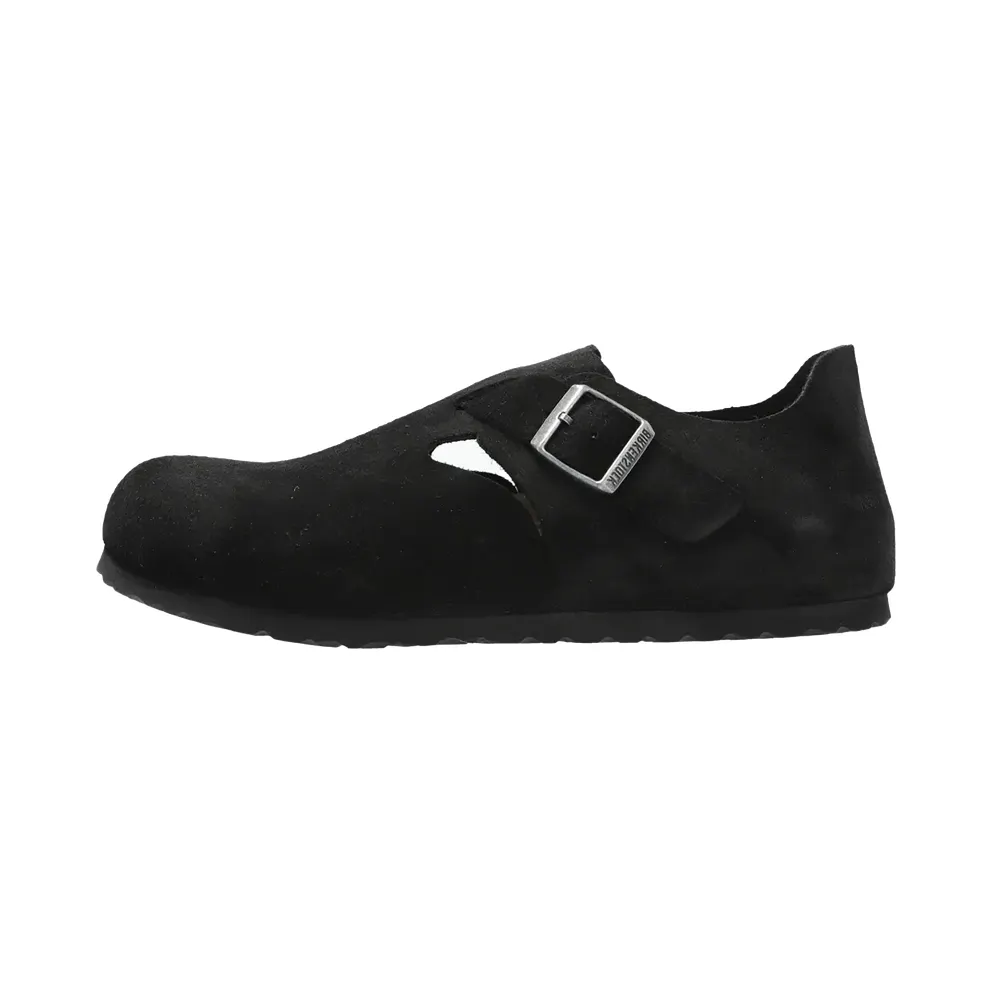 Birkenstock London Suede Leather “Black-Narrow Fit” (1028078)