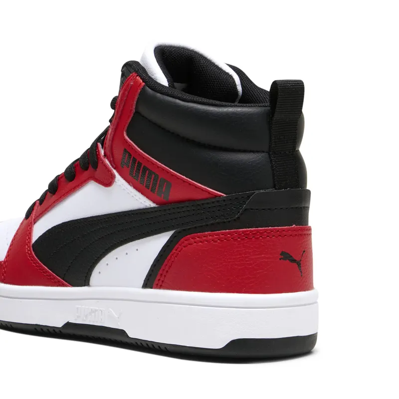 Puma Rebound V6 Mid “Puma White / Puma Black / For All Time Red” (393831_03)