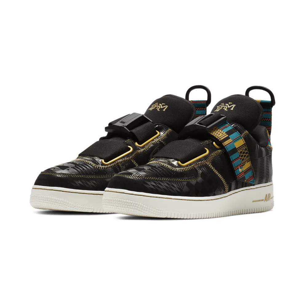 Nike Air Force 1 Utility BHM (2019) Black/Metallic Gold-White (BV7783-001)