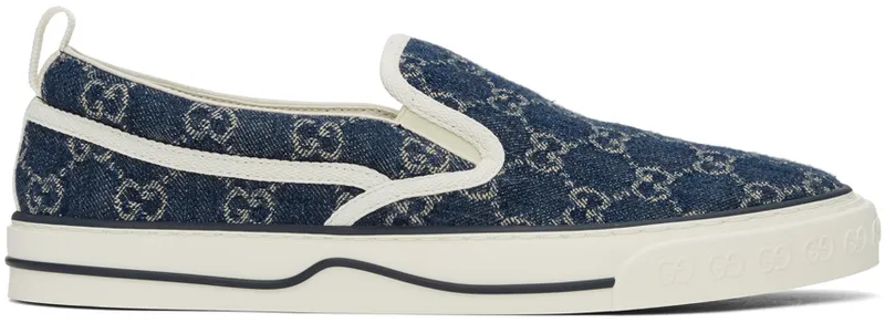 Gucci Blue Denim ‘Gucci Tennis 1977’ Slip-On (643489 2KQ20)