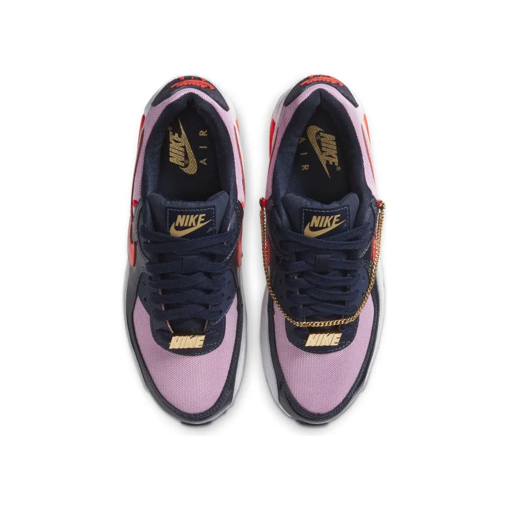 Nike Air Max 90 Cuban Link Obsidian Pink (W) White/Obsidian-Beyond Pink-Bright Crimson (CZ8099-100)