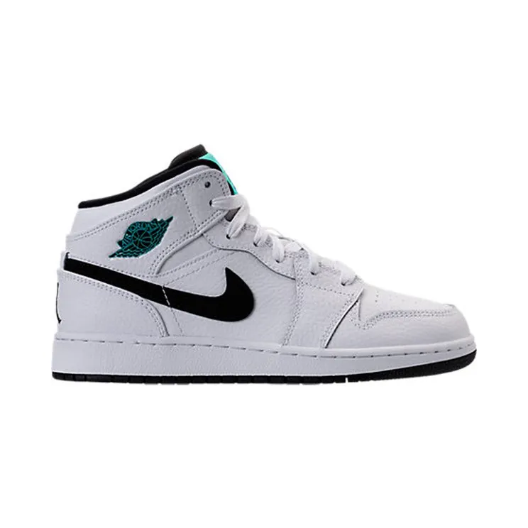 Jordan 1 Retro Mid “White / Hyper Jade / Black” (554725-122)