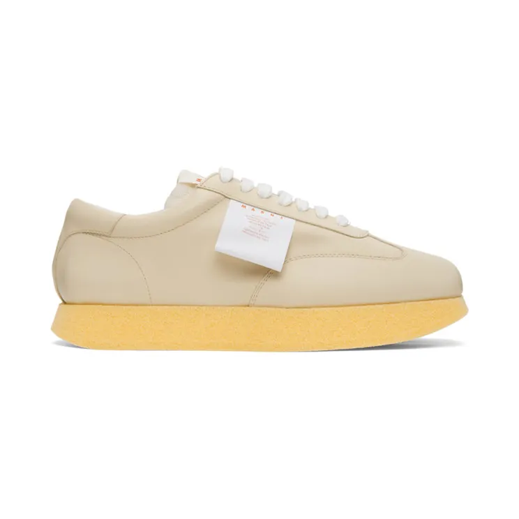 Marni White and Beige Leather Light Sneakers (SNZW010502P3746)