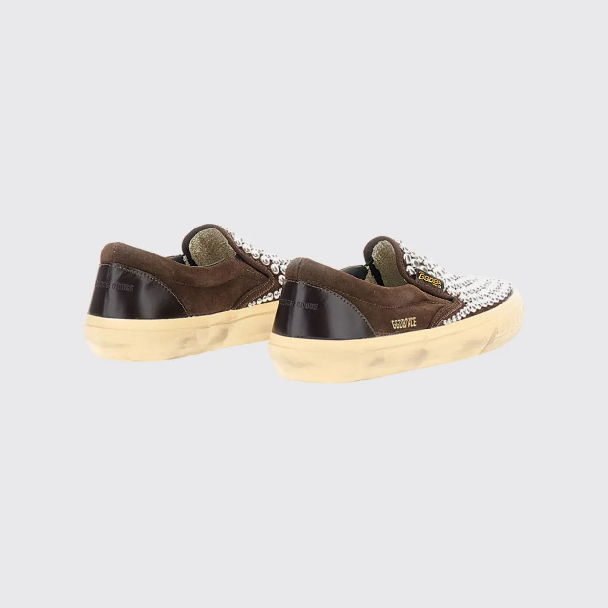 Golden goose Penstar Slip-On Suede Sneakers with Studs and Distressed Effect Brown (GWF00306F00876355381) (2)
