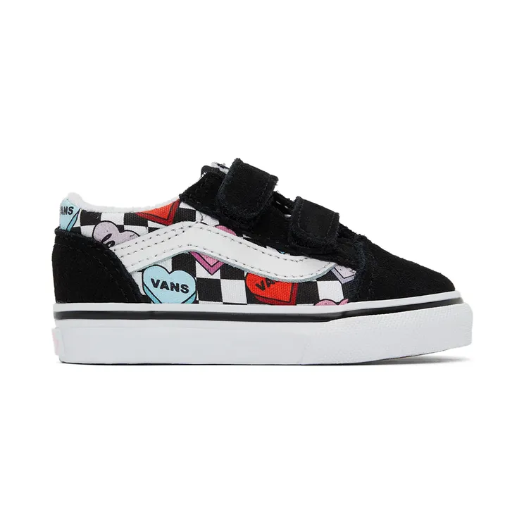 Vans Baby Black & White Candy Hearts Old Skool V Sneakers (VN000D3YABY1)