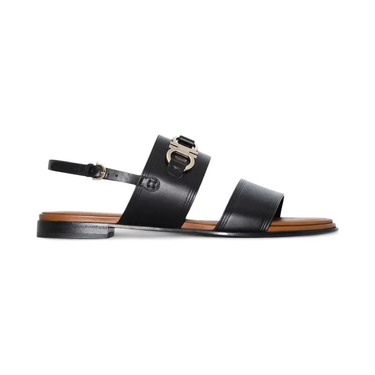 Ferragamo Gancini-Plaque Leather Sandals Black (01C932751076)