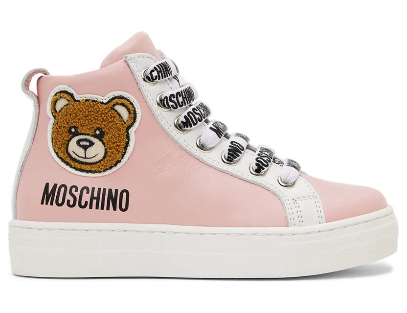 Moschino Kids Pink Teddy High Sneakers (71781)