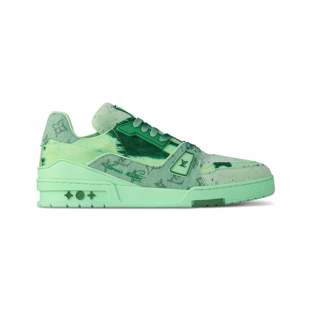 Louis Vuitton LV Trainer Green Bleached Monogram Denim (1ACVNO)