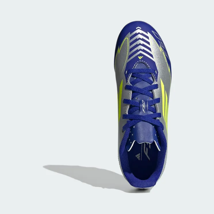 adidas F50 Club Messi Firm/multi-ground Boots Kids “Silver Metallic / Solar Yellow / Lucid Blue” (IH0926)