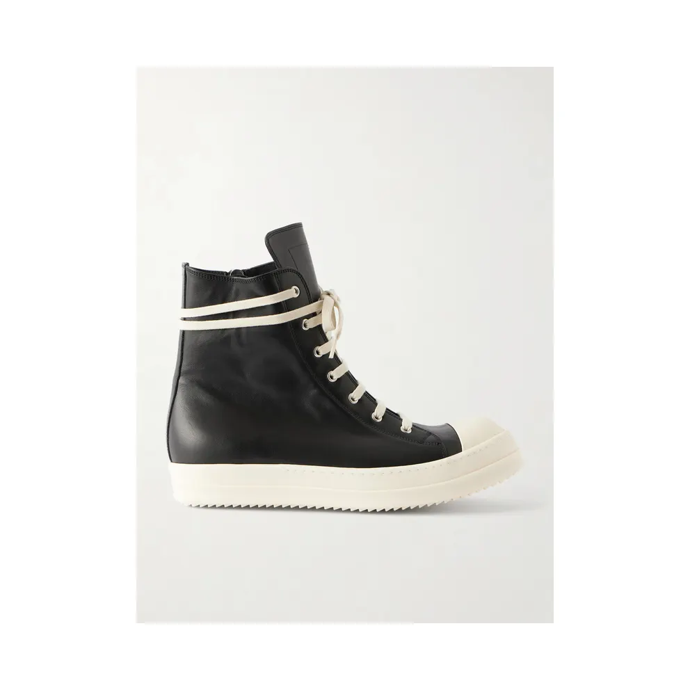 Rick Owens Ramones Full-Grain Leather and Rubber Black (RU02F4890)
