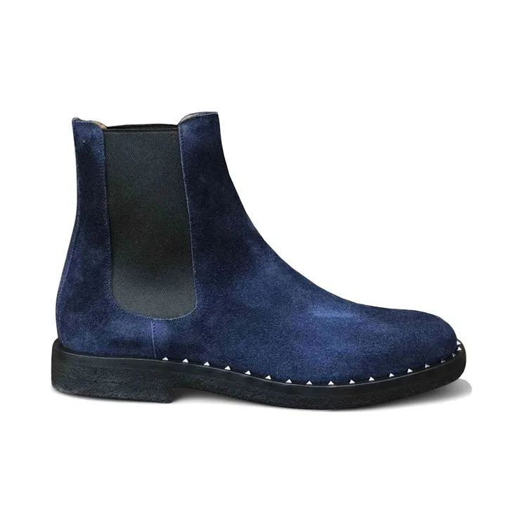 Valentino Garavani Suede Soul Rockstud Chelsea Boots Oceano Blue (QY2S0A38 VEF 648)