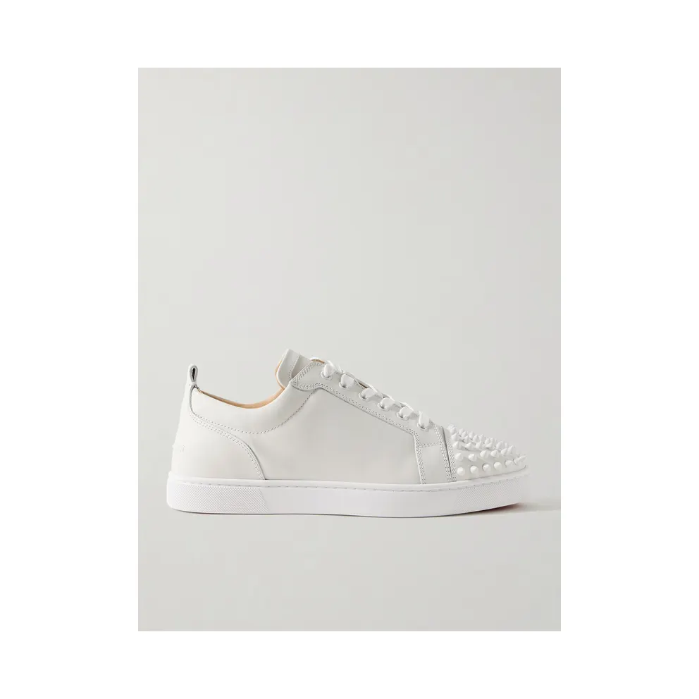 Christian Louboutin Louis Junior Spikes Cap-Toe Leather Sneakers White (3240422)