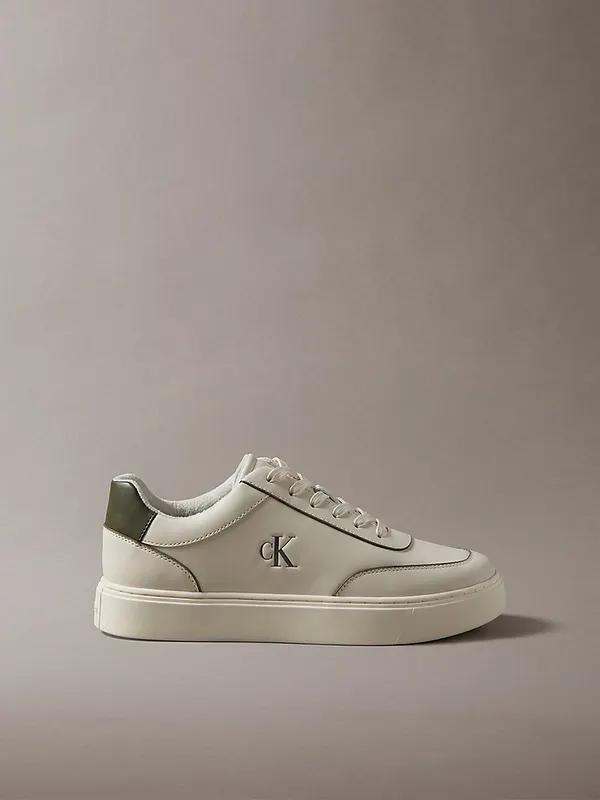 Calvin Klein CK Baseline – Leather Insulated Trainers “DK ECRU/OLIVE NIGHT/MARSHMALLOW” (HM0HM022870I5)