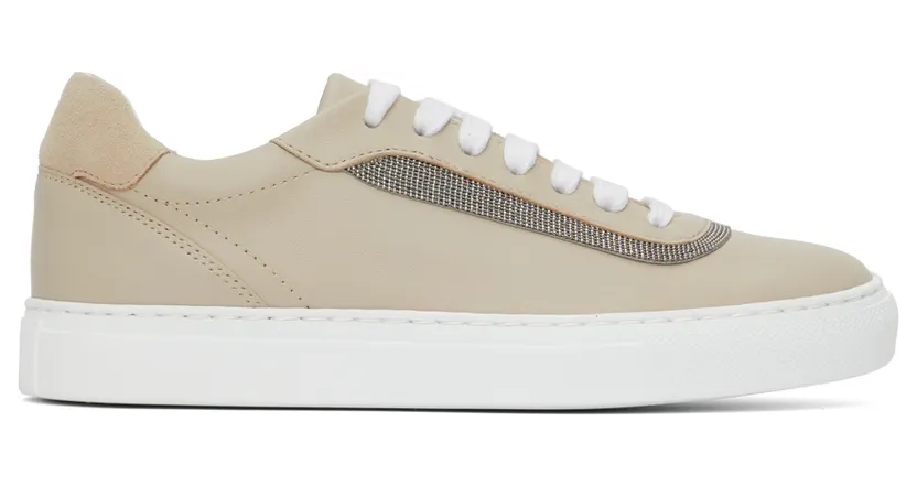Brunello Cucinelli Beige Leather Sneakers (MZCWG2135)