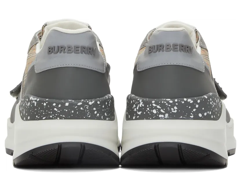 Burberry Suede & Leather Check Low Sneakers (8045295) (4)