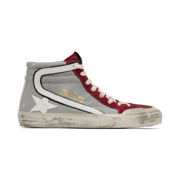 Golden Goose Gray & Red Slide High-Top Sneakers (GMF00211.F002585.81540)