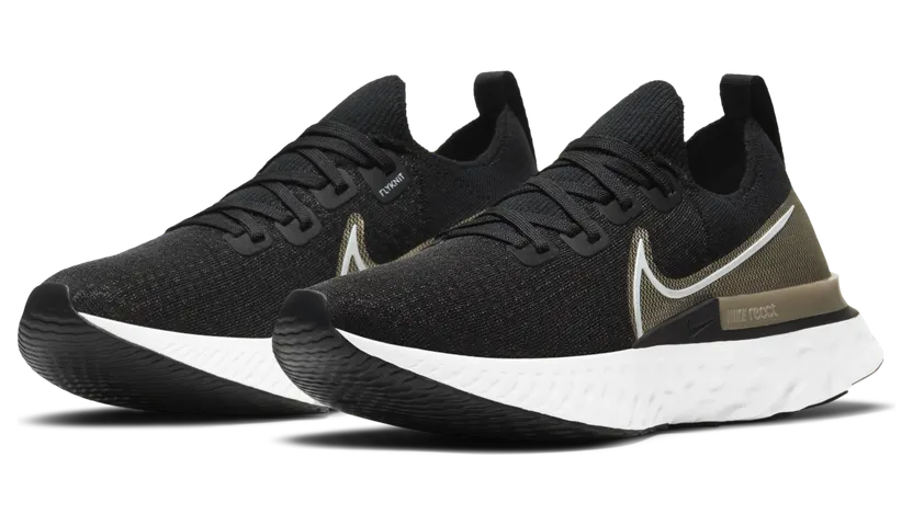 Nike React Infinity Run Flyknit Premium ‘Black Metallic Gold Silk’ Black/White/Metallic Gold Silk (CZ2861-001)