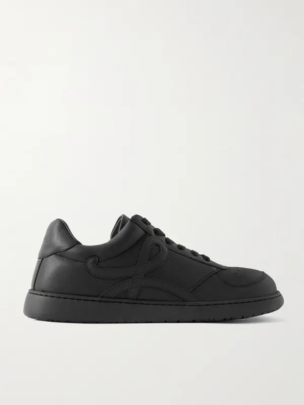 Loewe Jambo Logo-Appliquéd Leather Sneakers Black (M816282XBN)