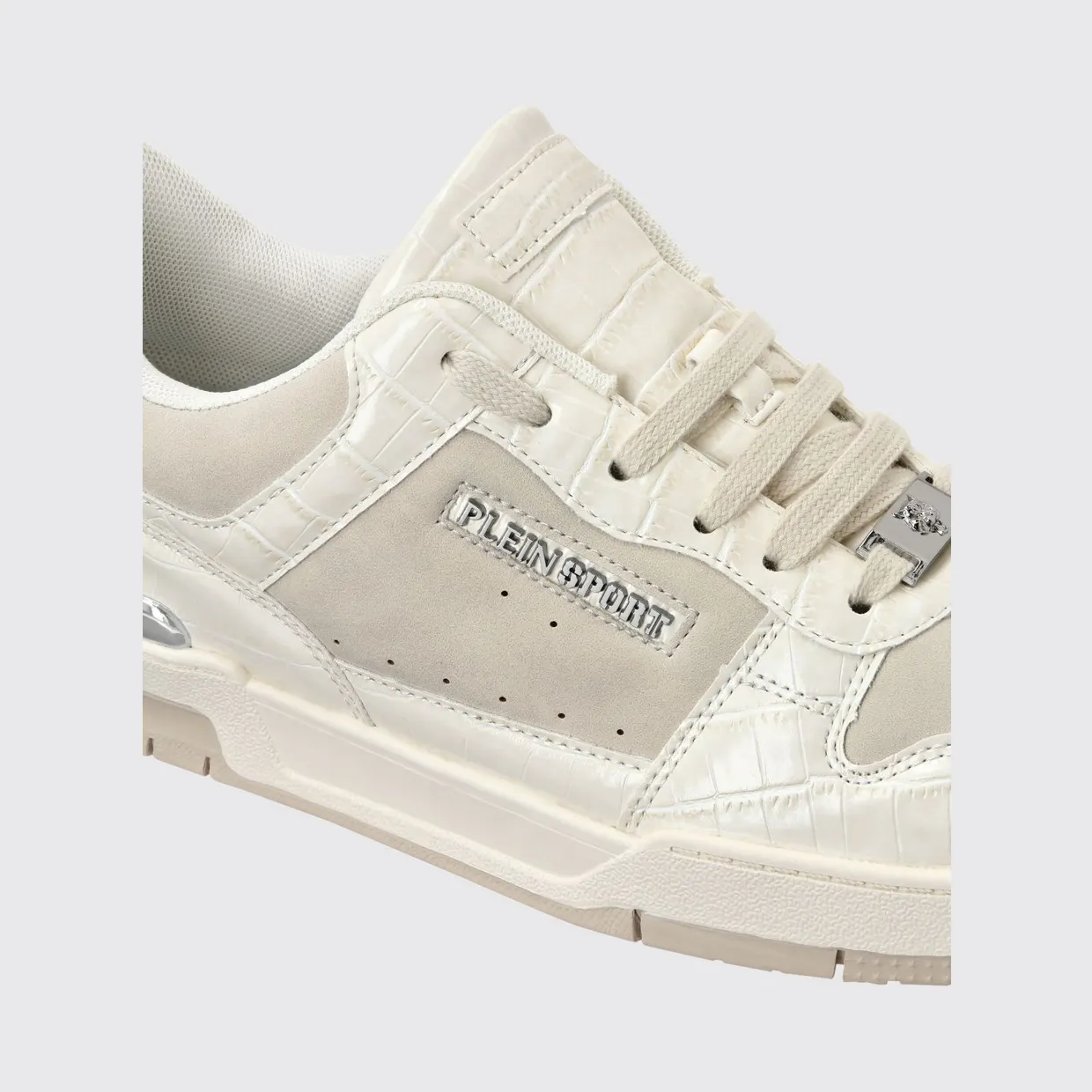 Plein Sport Suede And Crocodile Print Leather Sneakers White (FAESUSC0795STE003N01) (2)