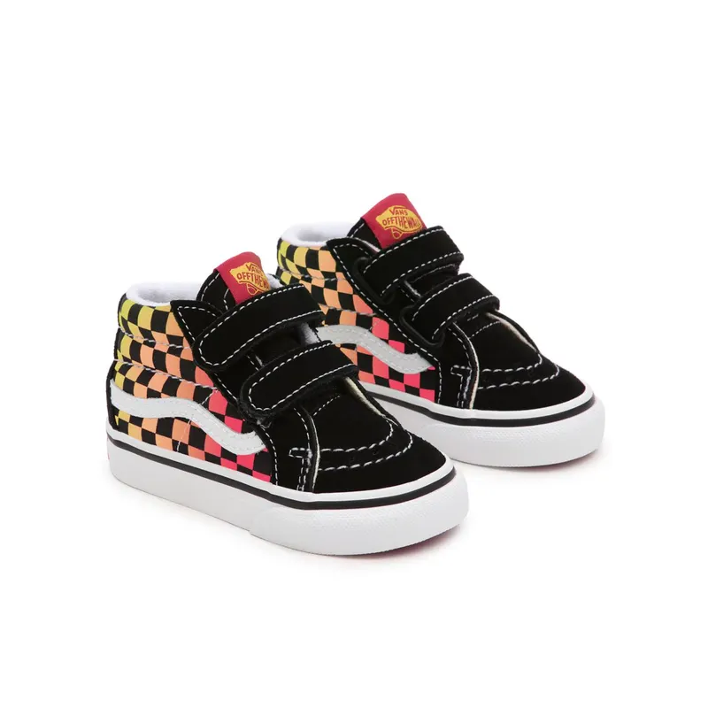 VANS Flame Logo Repeat Sk8-mid Reissue Velcro Toddler Shoes Black (VN0A5DXDABX)
