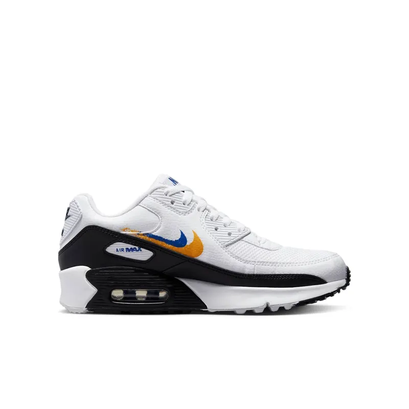 Nike Air Max 90 GS “Double Swoosh White Black Gold Royal” (FJ4592-100)