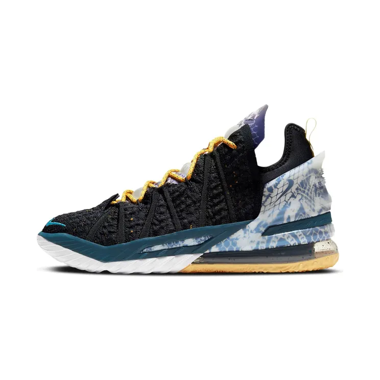 Nike Lebron 18 Reflections “Black / Topaz Gold / Midnight Turquoise / Bleached Aqua” (DB8148-003)