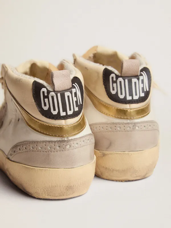 Golden Goose Mid Star With Star In Light Gray Suede And Gold Flash (GWF00123.F003018.11116) (5)