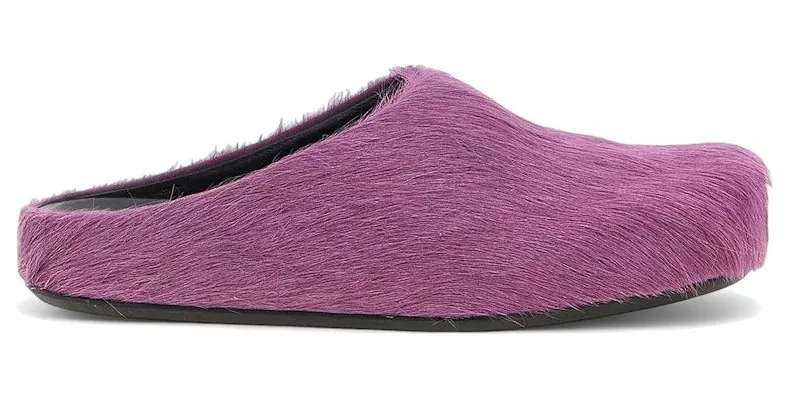 Marni Long Hair Calfskin Fussbett Sabot Mule Prune Violet (SBMS004601P412200C68)