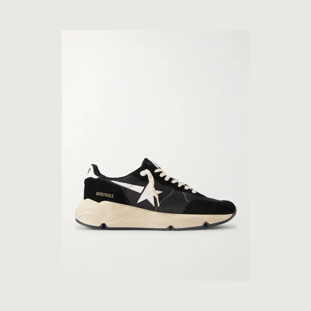 Golden Goose Running Sole Leather-Trimmed Suede and Shell Sneakers Black (GMF00272.F004756)