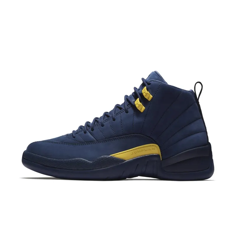 Jordan 12 Retro Michigan College Navy/Amarillo (BQ3180-407)