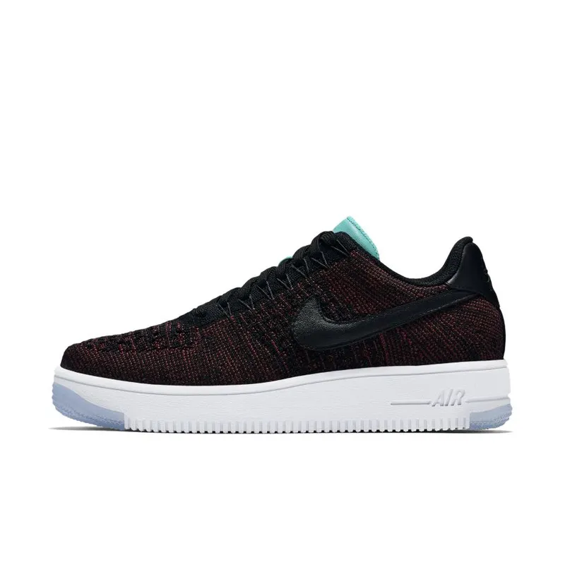 Nike Af1 Flyknit Low Black Black Team Red (W) (820256-002)