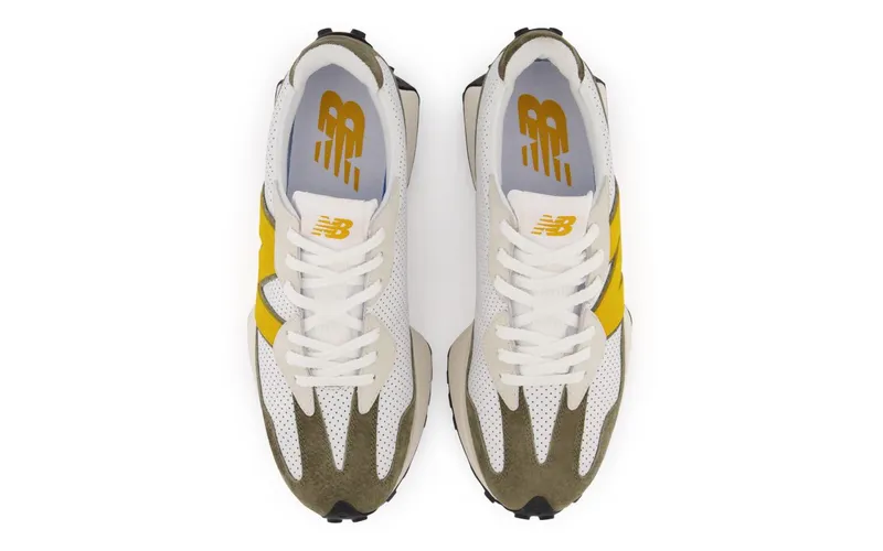 New Balance MS327 PO Munsell White – “White / Varsity Gold.” (MS327PO)