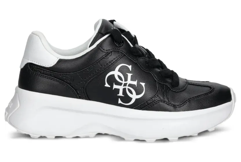 GUESS USA Leren sneakers met logoplakkaat – Zwart (FLPLUCELE12)