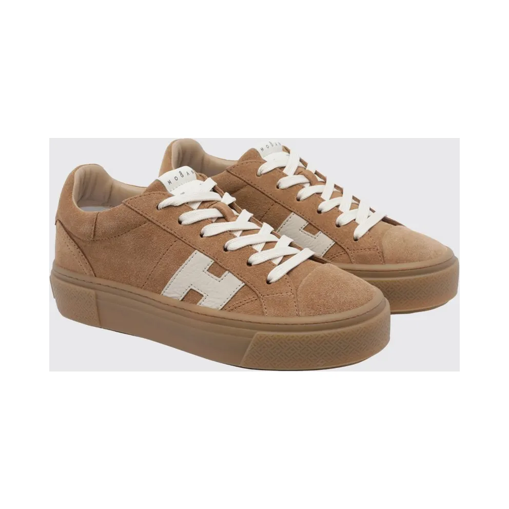 Hogan Crosswind Suede Leather Platform Sneakers Earth (HXW7050GB00UHT0RZU)