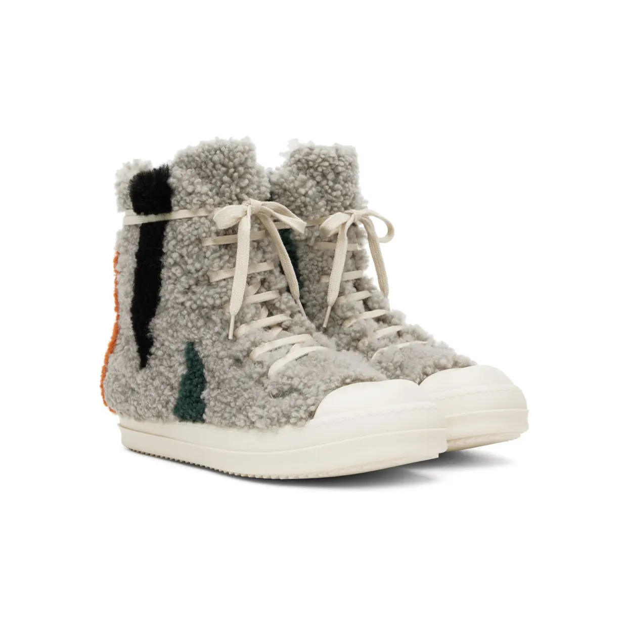 Rick Owens Gray Strobe Shearling Sneakers (RU02B2890 LSHPZE) (4)