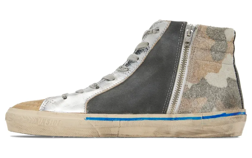 Golden Goose Gray & Tan Slide High Top Sneakers (GMF00116.F002461.8149) (3)