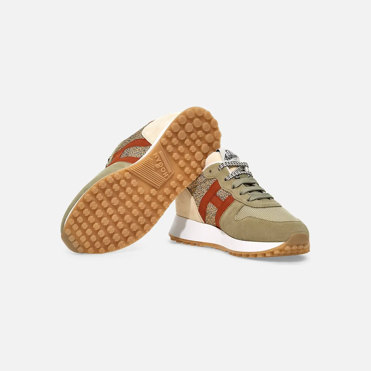 Sneakers Hogan H383 Green Ivory Orange (HXW4290CM40R5A0UAU) (4)