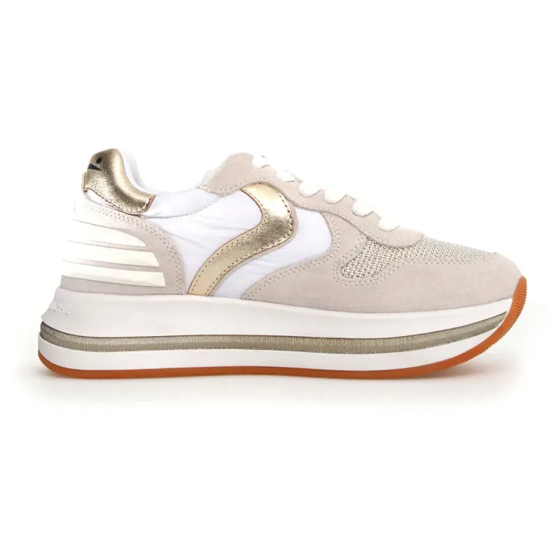 Voile Blanche – Suede and technical fabric sneakers Merry Power. – Women – Shoes – Beige (2018794-04-1B30)