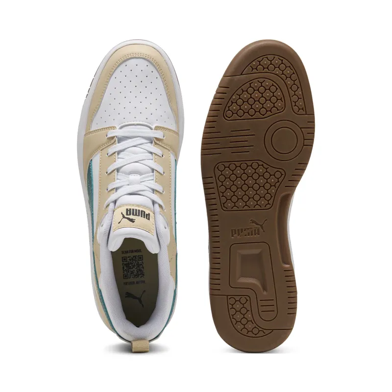 Puma Rebound V6 Low “Toasted Almond / Emerald Ice / Puma White” (392328_61)