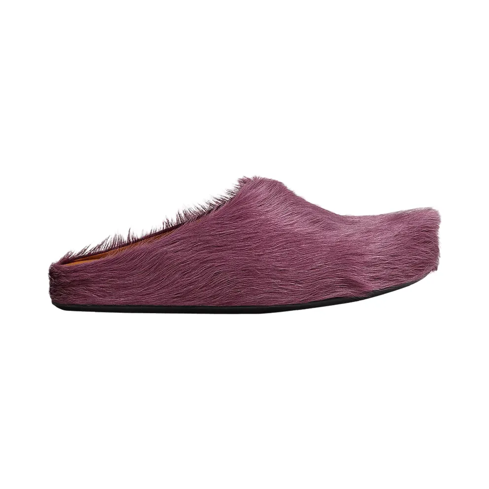 Marni Long Hair Calfskin Fussbett Sabot Mule Prune Violet (SBMR000600P412200C68)