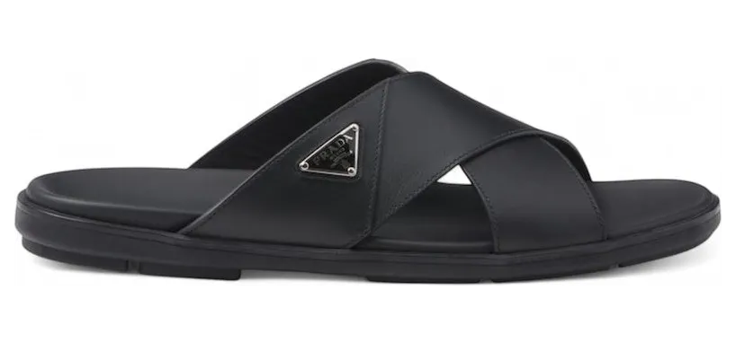 Prada Leather Criss Cross Slide Black (2X3111-3LEM-F0002)