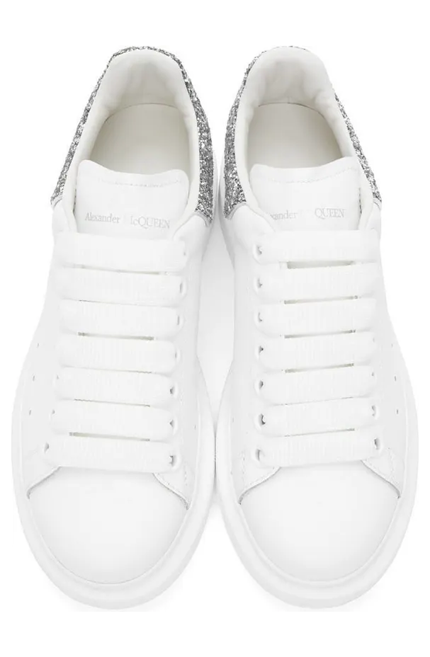 Alexander McQueen SSENSE Exclusive White & Silver Oversized 9071 Silver “Glitter” (558945WHTQ6) (5)