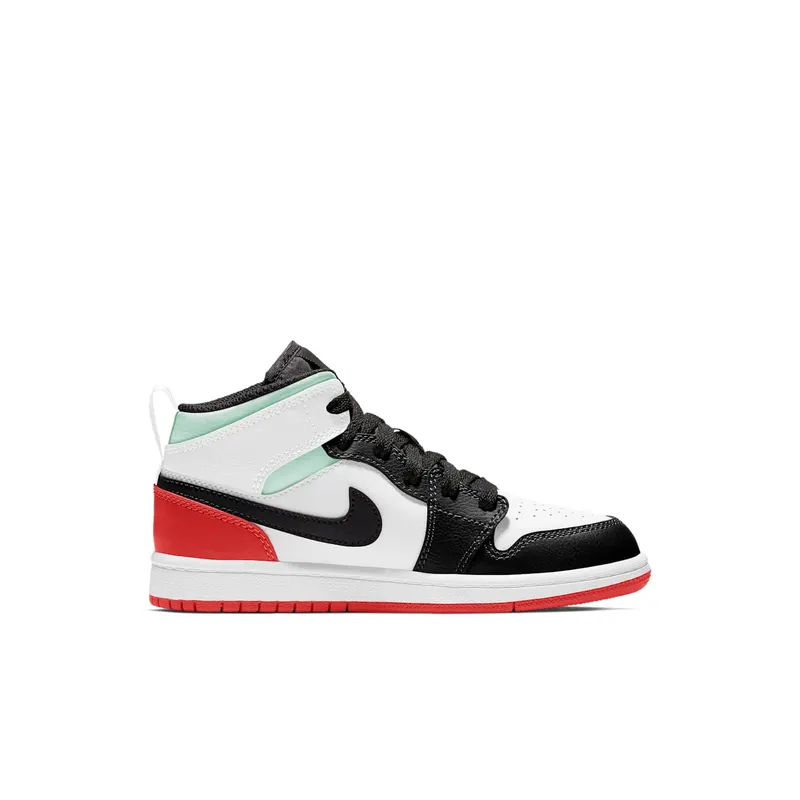 Jordan 1 Mid SE White Black Red Spruce (PS) (BQ6932-100)