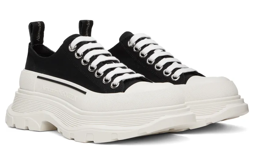 Alexander McQueen Black & White Tread Slick Sneakers (697072W4MV2) (4)