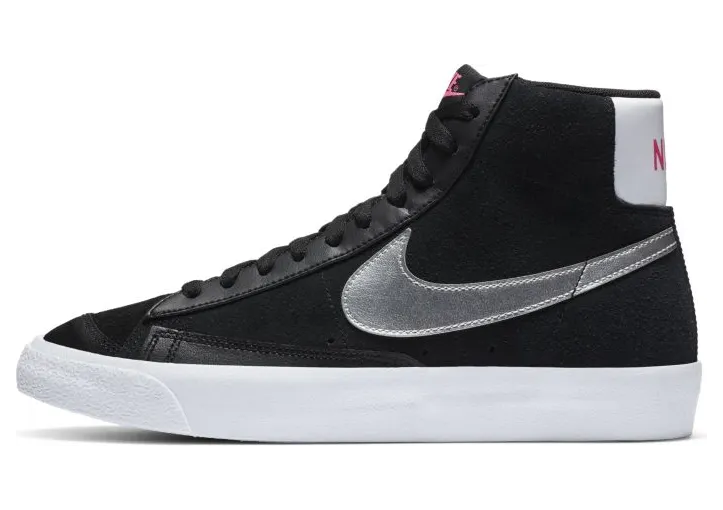 Nike Blazer Mid Vintage ’77 ‘Black Metallic Silver’ Black/White/Pink Blast/Metallic Silver (DA4283-001)