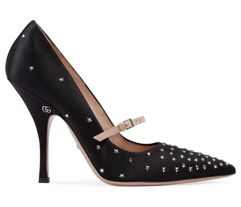 Gucci Jodie Embellished Satin Pumps Black (723430 FJSY0 1097)