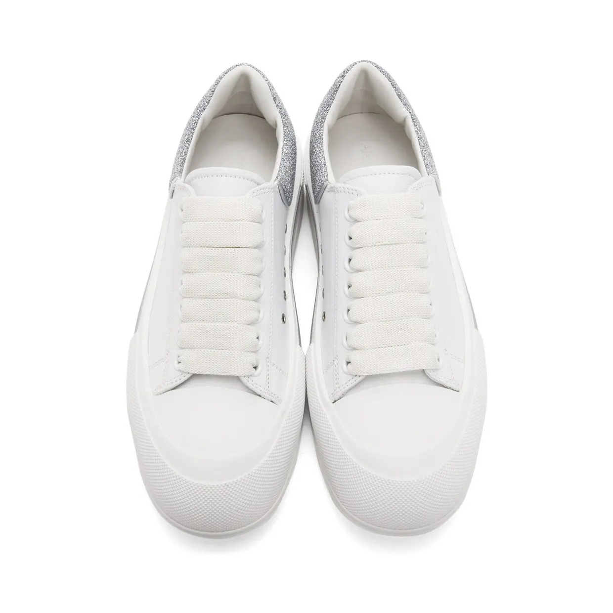 Alexander McQueen White & Silver Deck Lace-Up Plimsoll Sneakers (682410WIB67) (5)
